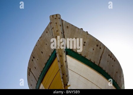 Boat in drydock, low angle view Stock Photo