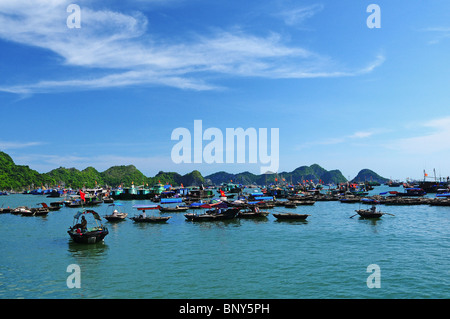 FIshing boat in Cat Ba Town, Vietnam Stock Photo