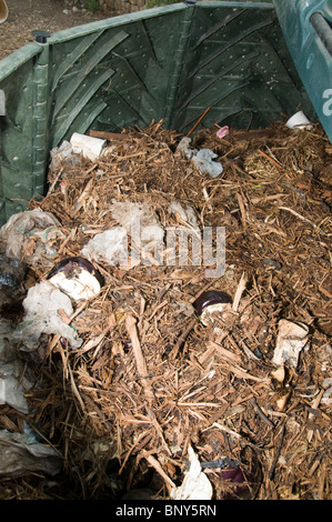 Compost bin. Domestic waste decomposes over time to be recycled as compost. Stock Photo