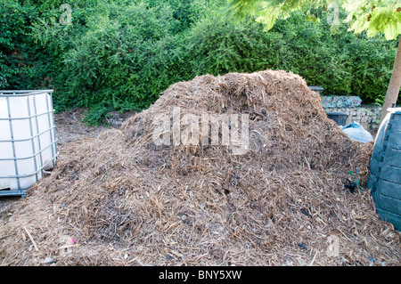 Compost heap. Domestic waste decomposes over time to be recycled as compost. Stock Photo