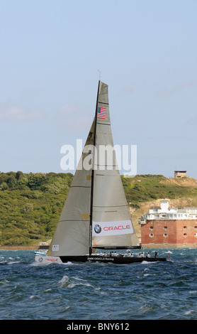 BMW Oracle racing yacht seen off the Isle of Wight during the Round the Island Race for the Royal Thames Cup Stock Photo