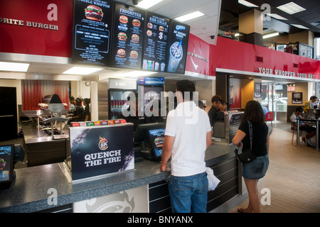 A brand new Burger King Whopper Bar fast food restaurant in Midtown Manhattan in New York Stock Photo