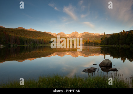 Sprague Lake Sunrise, Rocky Mountain National Park, Colorado, USA Stock Photo