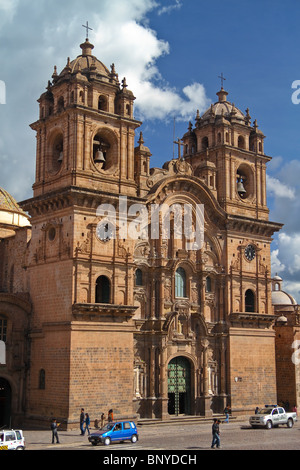 View of the jesuit church 'La Compañia de Jesus' in the city of Cusco, Peru. Stock Photo