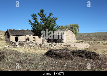 Typical adobe mud brick house in rural community near Macha , Potosi department , Bolivia Stock Photo