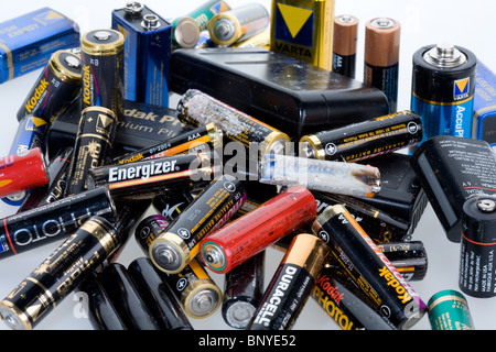 Old batteries Stock Photo