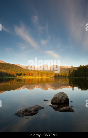 Sprague Lake Sunrise, Rocky Mountain National Park, Colorado, USA Stock Photo
