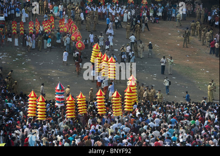 India Kerala Thrissur preparations of the Pooram Elephant Festival Stock Photo