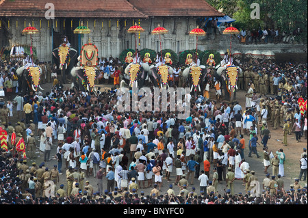 India Kerala Thrissur the Pooram Elephant Festival Stock Photo