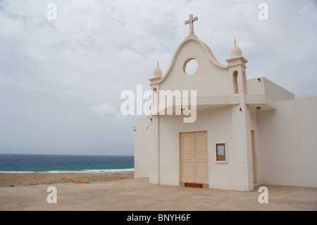 Cape Verde Islands, Sao Vicente, Mindelo (aka Porto Grande). Coastal village of Salamansa. Small local church. Stock Photo