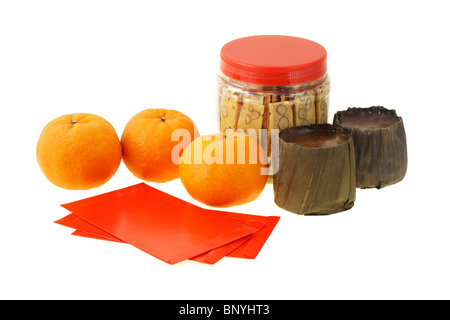 Chinese new year gifts isolated on white background Stock Photo