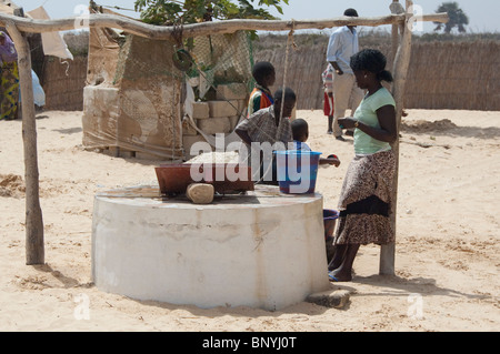 Africa, Senegal, Dakar. Fulani village, semi-nomadic tribe located along the shores of the Pink Lake of Retba. Stock Photo