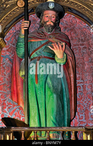 Spain, St. James Way: Apostle Saint James in the Iglesia de Santiago in Triacastela Stock Photo