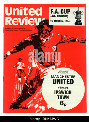 Manchester United football programme, priced at 6p, for the FA Cup 4th round match against Ipswich Town 26 January 1974