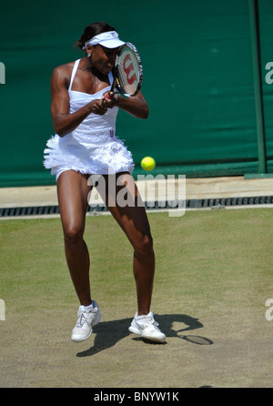 June 28 2010: Venus Williams v Jamila Groth. Wimbledon international tennis tournament held at the All England Lawn Tennis Club, London, England. Stock Photo