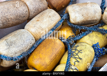 Bullet fishing floats sold as souvenirs at tourist shops in sponge fishing town of Tarpon Springs, Florida Stock Photo