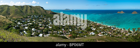 Mokulua Islands off of Lanikai Beach, Kailua Bay, Oahu, HI Stock Photo