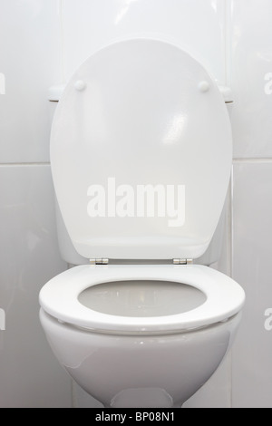 toilet bowl with lid up and seat down Stock Photo