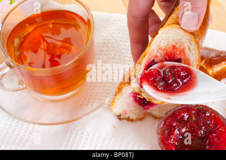 tea and fresh beauty flower Stock Photo