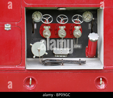 detail of a vintage Dennis fire engine Stock Photo