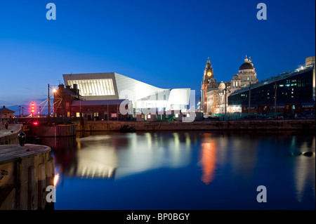 The Museum Of Liverpool And Pier Head At Night Liverpool Merseyside UK Stock Photo