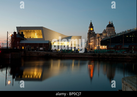 The Museum Of Liverpool And Pier Head At Night Liverpool Merseyside UK Stock Photo