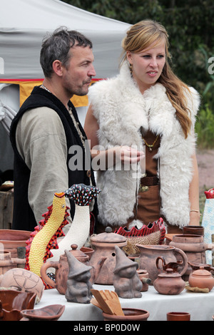 Tent camp and market stall at a medieval spectacle Stock Photo - Alamy