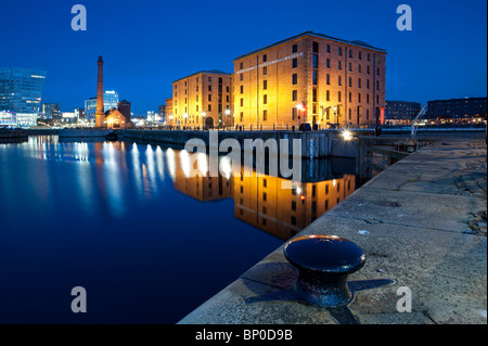 The Albert Dock At Night Liverpool Merseyside UK Stock Photo