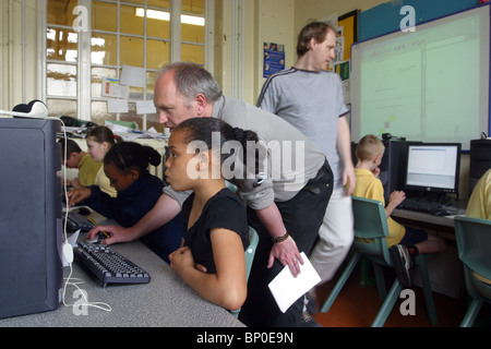 computer class in primary school Stock Photo