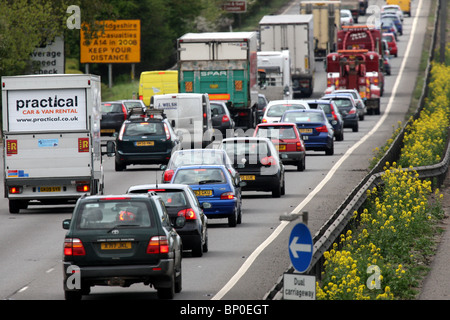 TRAFFIC JAM ON A14 CAMBRIDGE Stock Photo