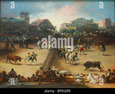 Bullfight in a Divided Ring, Attributed to Francisco de Goya, Metropolitan Museum of Art, New York City Stock Photo