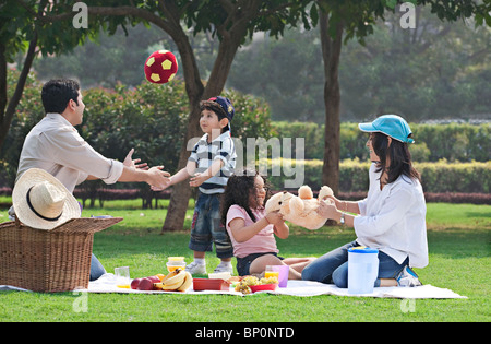 Family having fun at a picnic Stock Photo