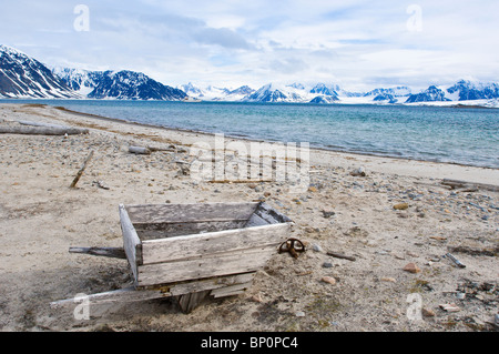 Old whaling station Amsterdamoya (Amsterdam island) Svalbard Archipelago, Norway. Stock Photo