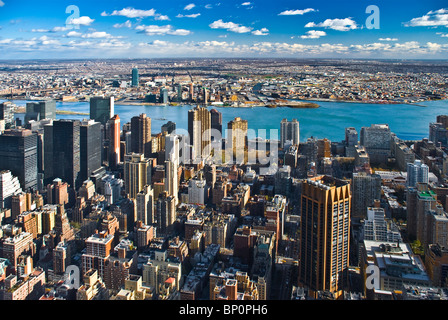 The New York City Manhattan panorama with Queens Stock Photo