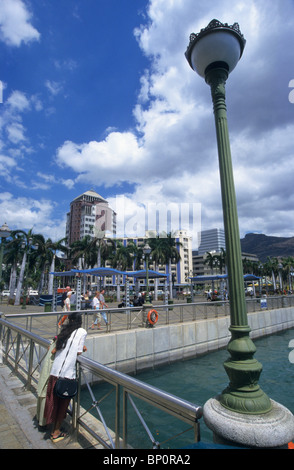 Caudon waterfront, Port Louis harbor, Mauritius Island,Indian Ocean Stock Photo