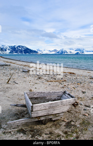 Old whaling station Amsterdamoya (Amsterdam island) Svalbard Archipelago, Norway. Stock Photo