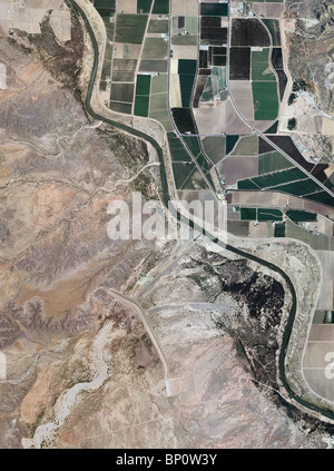 aerial map view above Rio Grande river valley New Mexico