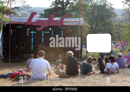 One of the small stages in the Woods area of the Big Chill Music Festival 2010, Eastnor Castle, Herefordshire, England, UK Stock Photo