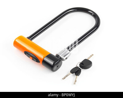 U-lock secure bicycle lock isolated on white background Stock Photo