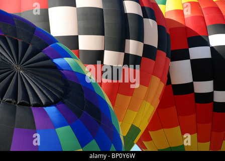 Close up of three hot air balloons before take off. Stock Photo