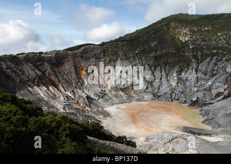 Ratu Crater at Mt. Tangkuban Perahu near Bandung, Indonesia. This dormant volcano is one of the tourist attractions in Bandung. Stock Photo
