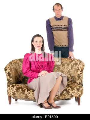 kitsch mature couple having relationship problems Stock Photo