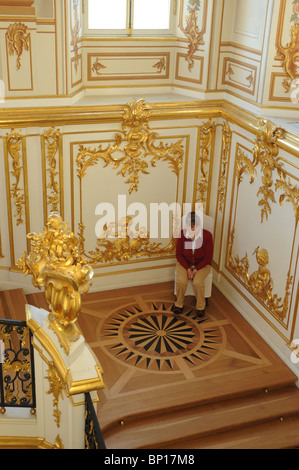 A staircase at the Peterhof Palace, Saint Petersburg, Russia Stock Photo