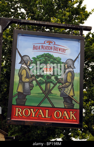 Royal Oak pub sign, Whatcote, Warwickshire, England, UK Stock Photo