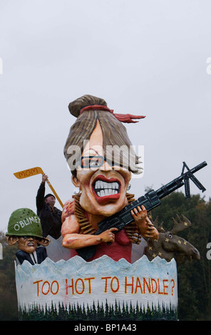 An effigy of Sarah Palin is unvailed by Battle Bonfire Society. Picture by James Boardman. Stock Photo