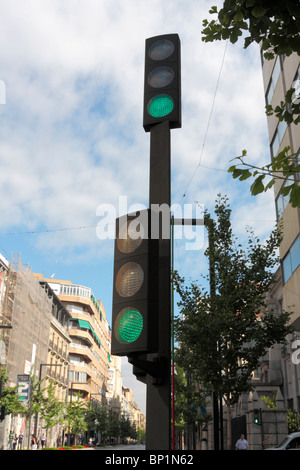 New LED traffic lights on the Gran Via in Granada Andalucia Spain Europe Stock Photo