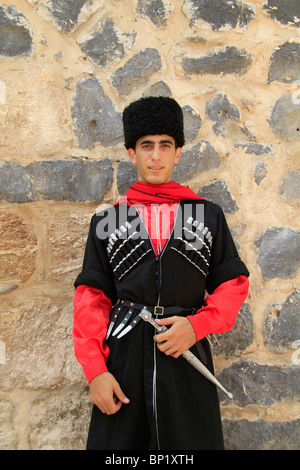 Israel, Lower Galilee, Circassian man in traditional clothing at Kfar Kama Stock Photo