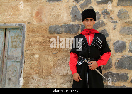 Israel, Lower Galilee, Circassian man in traditional clothing at Kfar Kama Stock Photo