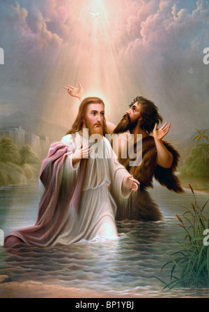 The baptism of Christ - Jesus baptized by John the Baptist Stock Photo