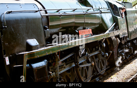 'Eddystone' steam locomotive working on the Swanage Railway.England. Just waiting to pull away from Corfe railway station Stock Photo